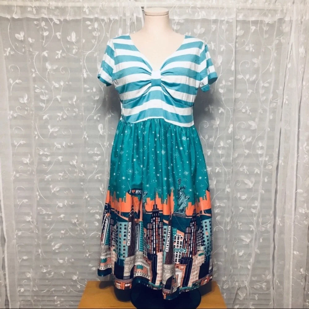 City Print NYC Print Pinup Girl Retro Dress - Picture 1 of 7